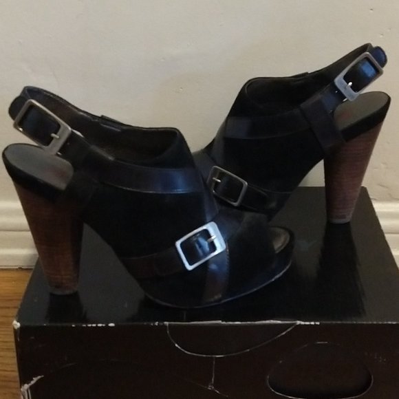 Miss Sixty "Taylor" Black Peep Toe Platform Heels - Size 38.5 (US 8.5) - Picture 6 of 10